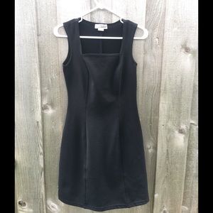 90s Vintage Black Dress with Square Neckline